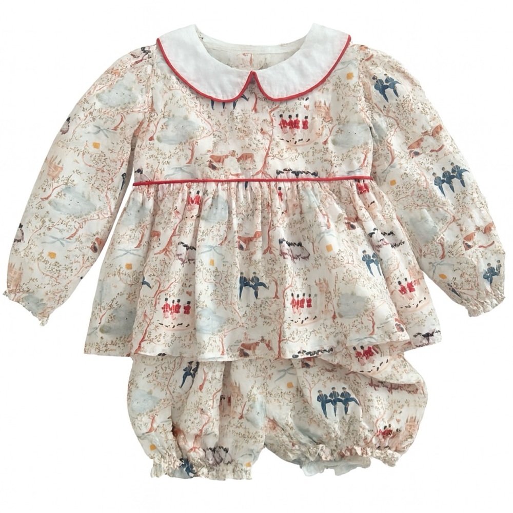 Smockingbird Nutcracker Print Set, 2T, worn once